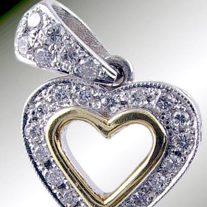 Diamond Heart Tu Tone Pave Set Pendent .42CT 18KT